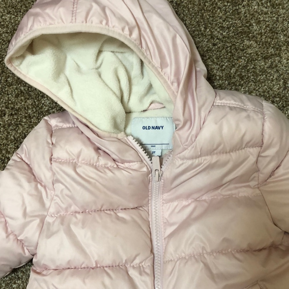 Baby pink puffer jacket